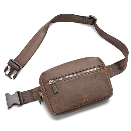 Hvjcez Gürteltasche für Damen, modische Mini-Umhängetasche, Bauchtasche, wasserdichte Leder-Hüfttasche mit verstellbarem Riemen, Kaffee, Casual von Hvjcez