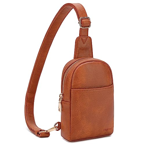 Hvjcez Kleine Schultertasche für Damen, Umhängetasche, wasserdicht, Leder, Bauchtasche für Damen, Brusttasche mit verstellbarem Riemen, 3.0_Brown, Small, Umhängetasche von Hvjcez