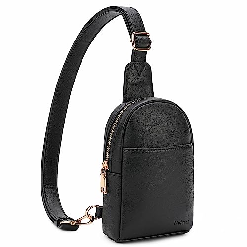 Hvjcez Kleine Schultertasche für Frauen, wasserdichte Leder-Crossbody-Taschen für Frauen, trendige Bauchtaschen, Brusttasche für Reisen, 3.0_Schwarz von Hvjcez