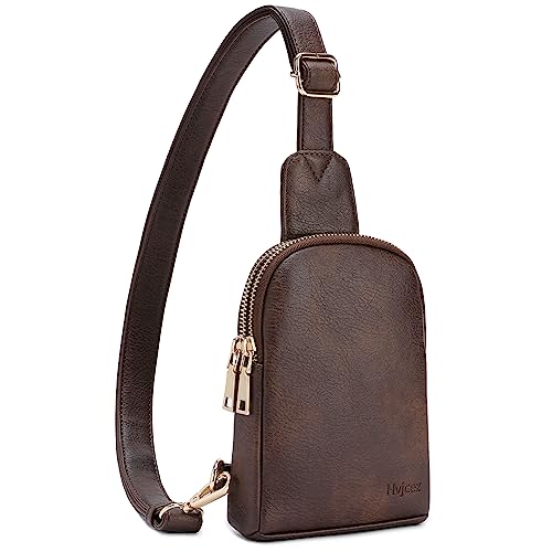 Hvjcez Kleine Umhängetasche für Damen, trendig, wasserdicht, veganes Leder, Brusttasche für Damen, 1.0._Kaffee von Hvjcez