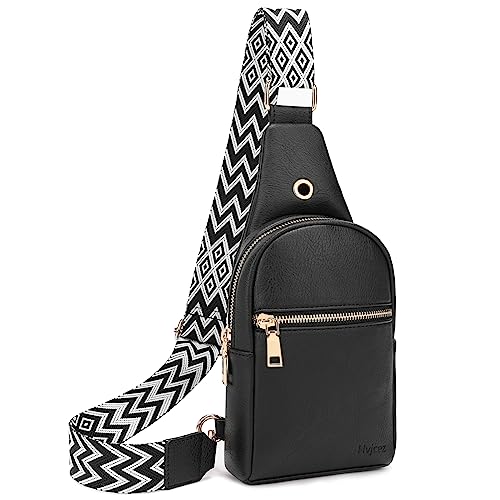 Hvjcez Kleine Umhängetasche für Damen, trendig, wasserdicht, veganes Leder, Brusttasche für Damen, 2.0._Schwarz von Hvjcez