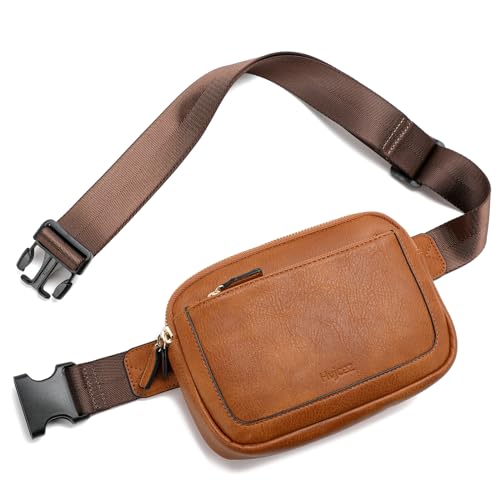 Hvjcez Leder-Gürteltasche für Damen, trendige Mini-Hüfttasche, wasserdicht, Crossbody-Bauchtaschen mit verstellbarem Riemen, Braun, Casual von Hvjcez