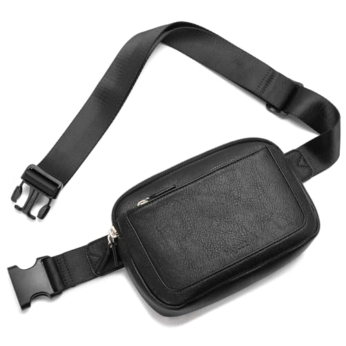 Hvjcez Leder-Gürteltasche für Damen, trendige Mini-Hüfttasche, wasserdicht, Crossbody-Bauchtaschen mit verstellbarem Riemen, Schwarz, Casual von Hvjcez