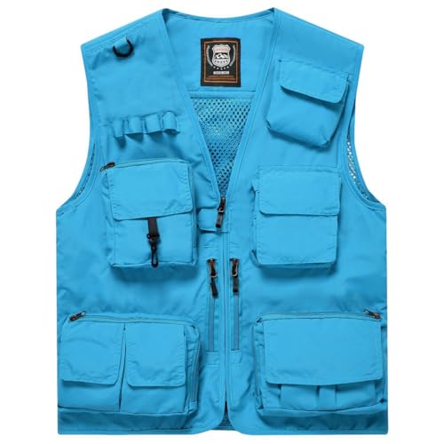 Hwalleum Herren Freien Tarnung Weste, Herren Sommer Leicht Vielen Taschen Camo Casual Gilets Outdoor Multifunktions Ärmellos Angeln Weste Geeignet für Camping Jagd Fotografie Wandern von Hwalleum