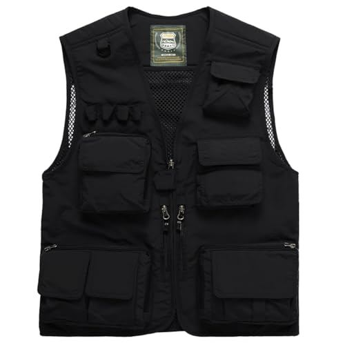 Hwalleum Herren Freien Tarnung Weste, Herren Sommer Leicht Vielen Taschen Camo Casual Gilets Outdoor Multifunktions Ärmellos Angeln Weste Geeignet für Camping Jagd Fotografie Wandern von Hwalleum
