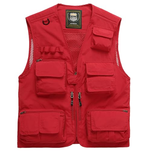 Hwalleum Herren Freien Tarnung Weste, Herren Sommer Leicht Vielen Taschen Camo Casual Gilets Outdoor Multifunktions Ärmellos Angeln Weste Geeignet für Camping Jagd Fotografie Wandern von Hwalleum