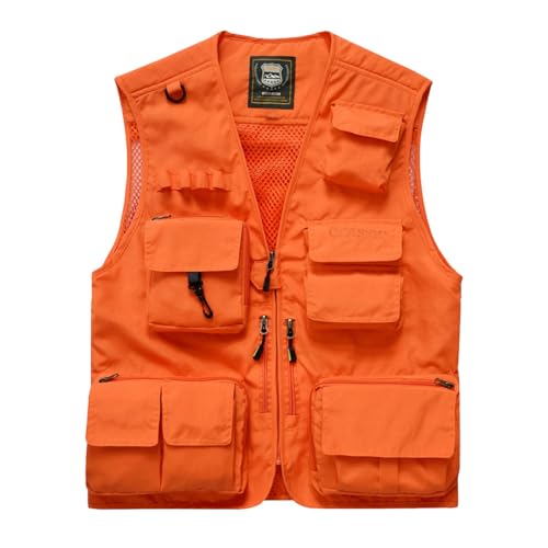 Hwalleum Herren Freien Tarnung Weste, Herren Sommer Leicht Vielen Taschen Camo Casual Gilets Outdoor Multifunktions Ärmellos Angeln Weste Geeignet für Camping Jagd Fotografie Wandern von Hwalleum