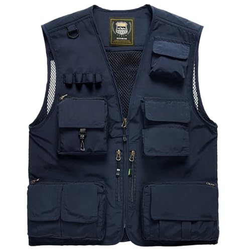 Hwalleum Herren Freien Tarnung Weste, Herren Sommer Leicht Vielen Taschen Camo Casual Gilets Outdoor Multifunktions Ärmellos Angeln Weste Geeignet für Camping Jagd Fotografie Wandern von Hwalleum
