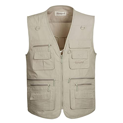 Hwalleum Herren Multifunktional Outdoor Freizeit Weste mit Vielen Taschen, Herren Klassisch Draussen Multi-Taschened Casual Anglerweste Leicht Atmungsaktiv Jagd Fotografie Wandern Gilets Camping Vest von Hwalleum