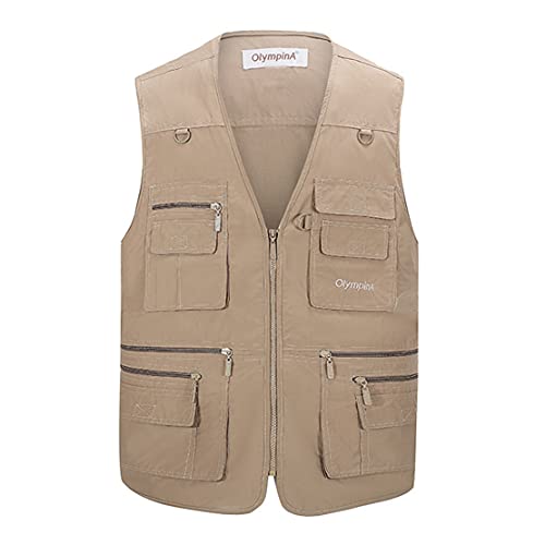 Hwalleum Herren Multifunktional Outdoor Freizeit Weste mit Vielen Taschen, Herren Klassisch Draussen Multi-Taschened Casual Anglerweste Leicht Atmungsaktiv Jagd Fotografie Wandern Gilets Camping Vest von Hwalleum