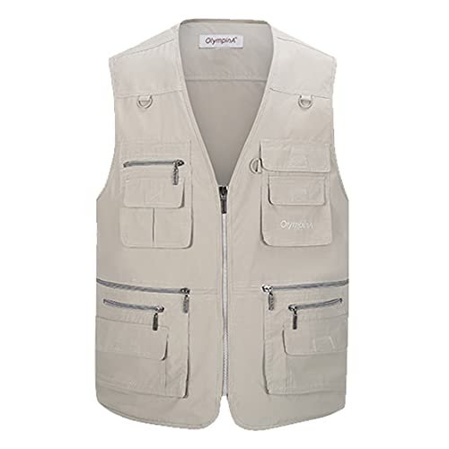 Hwalleum Herren Multifunktional Outdoor Freizeit Weste mit Vielen Taschen, Herren Klassisch Draussen Multi-Taschened Casual Anglerweste Leicht Atmungsaktiv Jagd Fotografie Wandern Gilets Camping Vest von Hwalleum