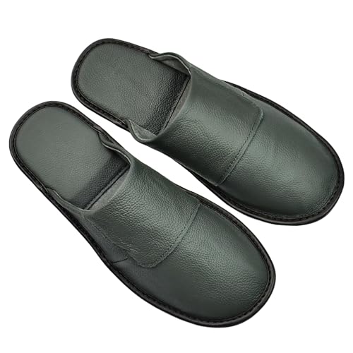 Hwayslon Lederhausschuhe für Herren und Damen, Leder, natürliches Rindsleder, luxuriös, einfarbig, Unisex, GRAU, 13-14 Women/11-12 Men von Hwayslon