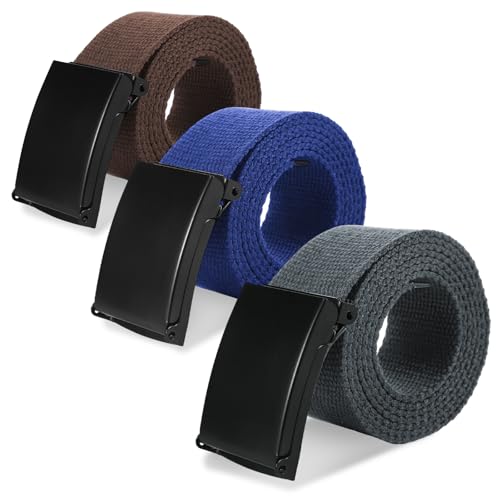 3 Stück Gürtel Herren Arbeitsgürtel, Gürtel Arbeitshose, 130 * 3.8cm Arbeitsgürtel Herren Stoffgürtel,GürtelOhne Löcher StoffgürtelHerren für Sport Lässig Geschäft,Herrengürtel Stufenlos Verstellbar von HweeWanX