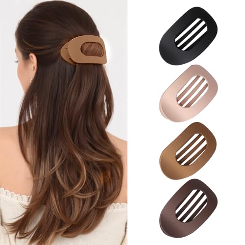 Hwsyin Haarklammer Groß,4 Stück Flache Haarklammern Damen,Rutschfeste & Französisch-Matt Elegant,Flat Claw Clip für Dickes oder Dünnes Haar,Entenschnabel haarspangen für Alltag,Sport, Autofahren (A) Hwsyin Haarklammer Groß,4 Stück Flache Haarklammern Damen,Rutschfeste & Französisch-Matt Elegant,Flat Claw Clip für Dickes oder Dünnes Haar,Entenschnabel haarspangen für Alltag,Sport, Autofahren (A) von Hwsyin