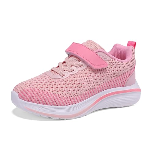 Hxiclrm Hallenschuhe Mädchen Turnschuhe Mädchen Sportschuhe Für Kinder Sneaker Atmungsaktiv Laufschuhe Rosa 30EU von Hxiclrm