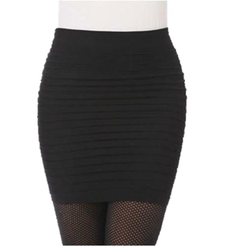 HxmeStore Damen Faltenrock nahtlos Stretch eng figurbetont Minirock kurz Bleistift Gr. Einheitsgröße, Schwarz von HxmeStore