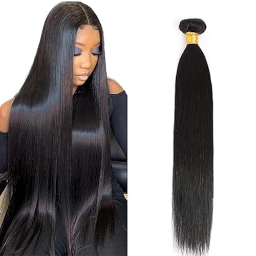 Hxxcoup 24 Zoll Echthaar Tressen Human Hair Bundles Straight Hair Extension Double Weft Weave 1B Natural Black Unprocessed Brazilian Virgin Hair Minimal Tangle for Woman 100g/pc von Hxxcoup