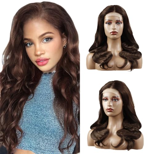 Hxxcoup 4x1 Lace Wig Human Hair Wig Body Wave Wig Brown Echthaar Perücke Frauen Grade 8A 150% Density Ombre Colour T Part Wig Lace Front Perücke Menschenhaar Perücken 28 Zoll von Hxxcoup