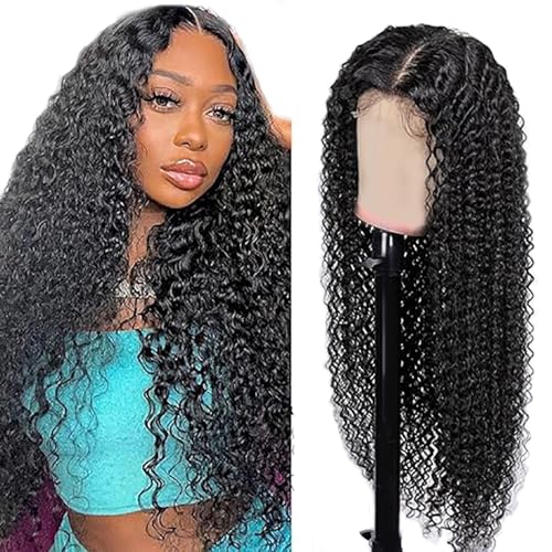 Hxxcoup Echthaar Perücke für Damen Perücken Schwarz Real Hair Wig 5x5Lace Front Wig Human Hair Wig Lace Wig Glueless 100% Brazilian Remy Hair Wig Lace Closure with Baby Hair 22 Zoll von Hxxcoup