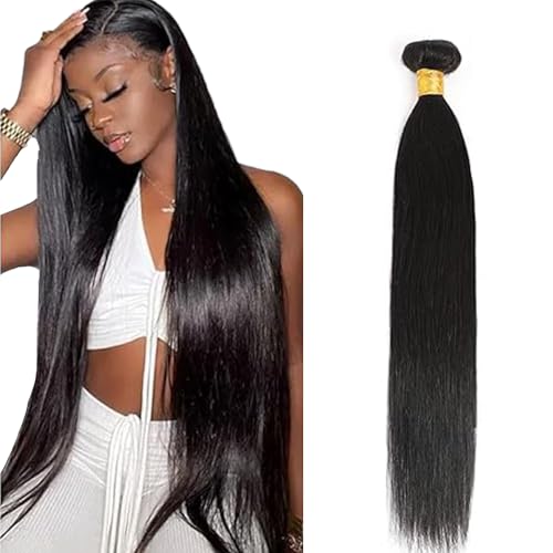 Hxxcoup Echthaar Tressen Human Hair Bundles Straight Hair Extension Double Weft Weave 1B Natural Black Unprocessed Brazilian Virgin Hair Minimal Tangle for Woman 100g/pc 12 Zoll von Hxxcoup