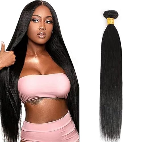Hxxcoup Echthaar Tressen Human Hair Bundles Straight Hair Extension Double Weft Weave 1B Natural Black Unprocessed Brazilian Virgin Hair Minimal Tangle for Woman 100g/pc 14 Inch von Hxxcoup