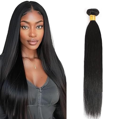 Hxxcoup Echthaar Tressen Human Hair Bundles Straight Hair Extension Double Weft Weave 1B Natural Black Unprocessed Brazilian Virgin Hair Minimal Tangle for Woman 100g/pc 20 Zoll von Hxxcoup