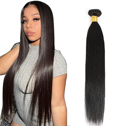 Hxxcoup Echthaar Tressen Human Hair Bundles Straight Hair Extension Double Weft Weave 1B Natural Black Unprocessed Brazilian Virgin Hair Minimal Tangle for Woman 100g/pc 22 Inch von Hxxcoup