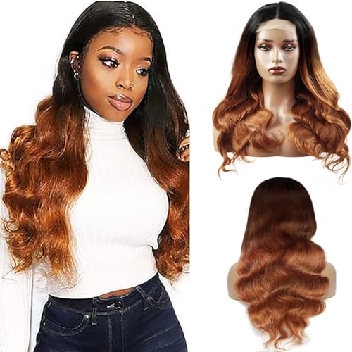 Hxxcoup Human Hair Wig Echthaar Perücke Body Wave Lace Frontal Wig Braun Perücke Echthaar Natural Balck Perücke Damen Brazilian Virgin Hair Wig Real Hair Wig Body Wave Hair No Tangle 18 Zoll von Hxxcoup