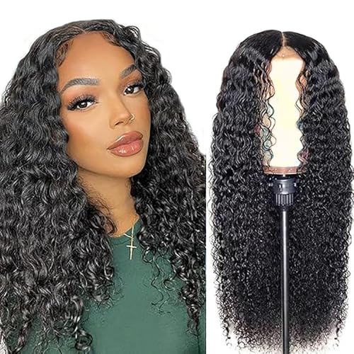 Hxxcoup Human Hair Wig Water Wave Echthaar Perücke für Damen Perücken 5X5 Lace Front Perücke Echthaar Damen Natural Black Virgin Hair Glueless Wear and Go for Women Minimal Smell 14 Zoll von Hxxcoup