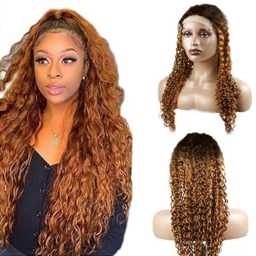 Hxxcoup Lace Perücke Echthaar Perücke für Damen 4x1 Lace Frontal Perücken Human Hair Wig Curly Wig 30 Inch Wig Perücken Lange Braun Haare Perücken Pre Plucked Glueless Wig 30 Zoll von Hxxcoup