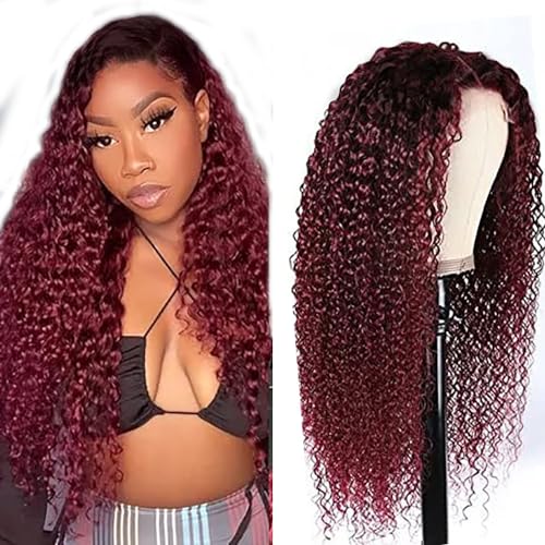 Hxxcoup Lace Perücke Echthaar Perücke für Damen 4x1 Lace Frontal Perücken Human Hair Wig Water Wave Wig 30 Inch Wig Perücken Lange Rote Haare Perücken Pre Plucked Glueless Wig 30 Zoll von Hxxcoup