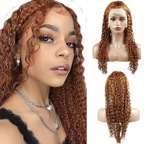 Hxxcoup Lace Wig Human Hair Perücke Echthaar Perücke für Damen 13x1 Lace Frontal Perücken Human Hair Wig Curly Wave 26 Inch Wig Perücken Lace Front Perücke Pre Plucked Glueless Wig 26 Zoll von Hxxcoup