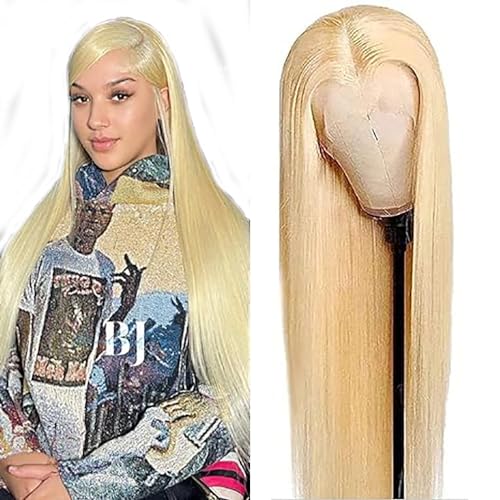 Hxxcoup Lace Wig Human Hair Wig 13x4 Straight Blonde Wig 613 Echthaar Perücke Frauen Grade 8A 150% Density Honey Blonde Colour Glueless Wig Lace Front Perücke Menschenhaar Perücken 30 Zoll von Hxxcoup