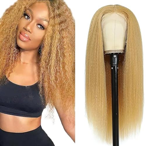 Hxxcoup Perücke Blonde Human Hair Wig Lace Wig Perücke Damen 13x4 Transparent Perücke Damen Echthaar Blonde Wig Lace Closure Wig with Baby Hair Transparent Swiss Brazilian Remy Hair 28 Zoll von Hxxcoup