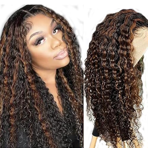 Hxxcoup Perücke Braun Human Hair Wig Lace Wig Perücke Damen 13x1 T Part Wig Perücke Damen Echthaar Brown Wig Menschenhaar Perücken with Baby Hair Swiss Lace Brazilian Remy Hair 24 Zoll von Hxxcoup