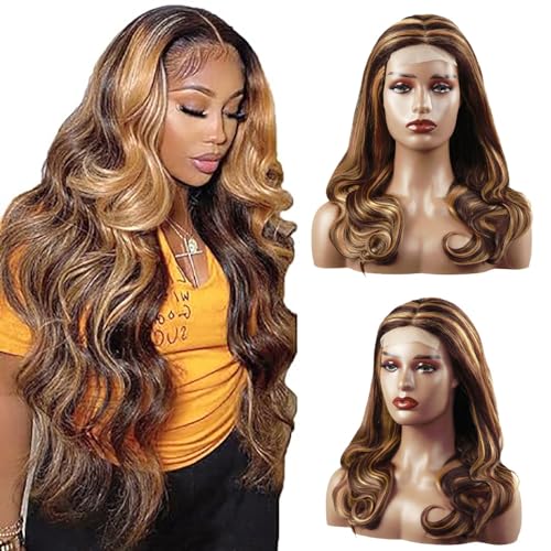 Hxxcoup Perücke Braun Human Hair Wig Lace Wig Perücke Damen 13x1 T Part Wig Perücke Damen Echthaar Brown Wig Menschenhaar Perücken with Baby Hair Swiss Lace Brazilian Remy Hair 24 Zoll von Hxxcoup