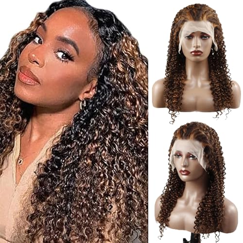 Hxxcoup Perücke Braun Human Hair Wig Lace Wig Perücke Damen 13x1 T Part Wig Perücke Damen Echthaar Brown Wig Menschenhaar Perücken with Baby Hair Swiss Lace Brazilian Remy Hair 24 Zoll von Hxxcoup