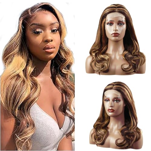 Hxxcoup Perücke Braun Human Hair Wig Lace Wig Perücke Damen 4x1 T Part Wig Perücke Damen Echthaar Brown Wig Menschenhaar Perücken with Baby Hair Swiss Lace Brazilian Remy Hair 28 Zoll von Hxxcoup