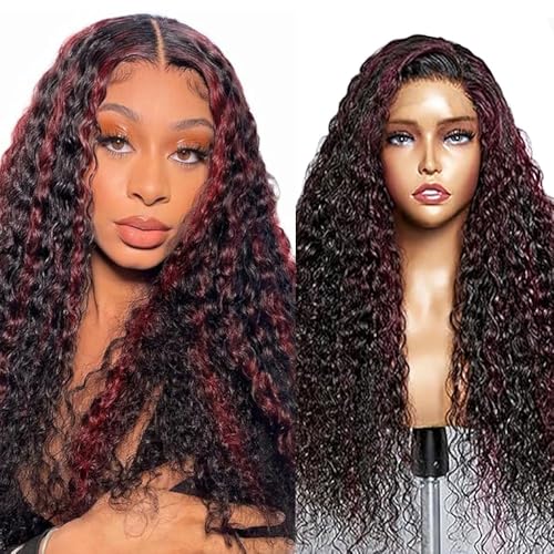 Hxxcoup Water Wave Human Hair Wig Perücke Echthaar Damen 13x4 HD Lace Front Wig Glueless Wig 100% Unprocessed Brazilian Remy Hair Wig Red P1B99J for Woman 24 Zoll Beginner Friendly Hxxcoup Water Wave Human Hair Wig Perücke Echthaar Damen 13x4 HD Lace Front Wig Glueless Wig 100% Unprocessed Brazilian Remy Hair Wig Red P1B99J for Woman 24 Zoll Beginner Friendly von Hxxcoup