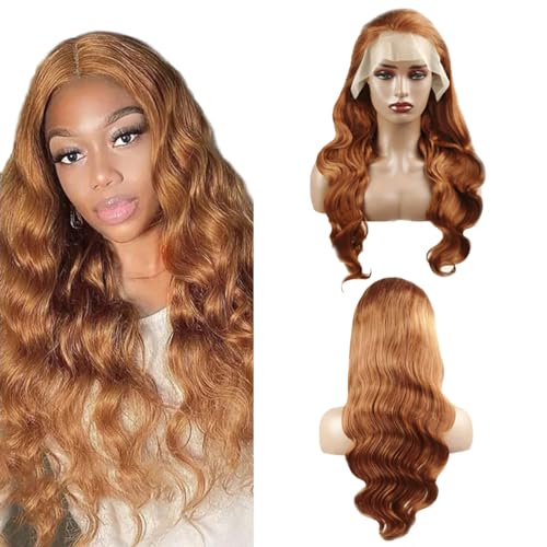 Hxxcoup Wig Human Hair Perücken Damen Echthaar Body Wave Blonde Perücken Lace Frontal Wig Glueless Wig Lange Perücken Transparent Swiss Lace Grade 8A 100% Brazilian Remy Hair 22 Zoll von Hxxcoup