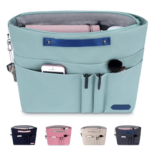 HyFanStr Handtaschen Organizer mit Reißverschlusstasche, Wasserdichter Polyester Tasche in Tasche in Tasche Organizer taschenorganizer, Innentaschen für Handtaschen Grün (L) von HyFanStr