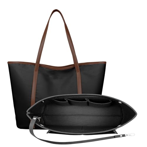 HyFanStr Taschenorganizer Filz Bag in Tasche Organizer, Innentaschen Handtaschen Organizer für Handtasche mit Griffen und Schlüsselkette, Bag Organizer Schwarz von HyFanStr