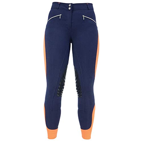 HyPERFORMANCE Damen Sports Active Leder Reithose (36 DE) (Blau/Orange) von HyPERFORMANCE