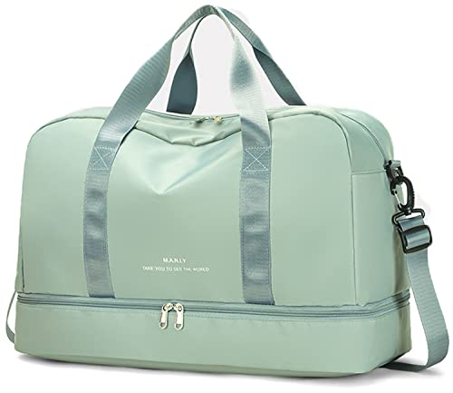 HyRaM Damen Weekender Taschen Große Reisetasche Niedlich Handgepäck Übernachtung Duffle Wasserdicht Gym Duffel Tasche mit Schuhfach Mama Krankenhaus Rosa, grün von HyRaM