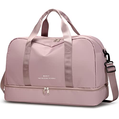 HyRaM Damen Weekender Taschen Große Reisetasche Niedlich Handgepäck Übernachtung Duffle Wasserdicht Gym Duffel Tasche mit Schuhfach Mama Krankenhaus Rosa, rose von HyRaM