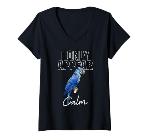 Damen Hyacint Aras Papagei Lover Appear Calm Hyazinthe Ara T-Shirt mit V-Ausschnitt Damen Hyacint Aras Papagei Lover Appear Calm Hyazinthe Ara T-Shirt mit V-Ausschnitt von Hyacint Macaw Design For Birdkeeper & Parrot Owner