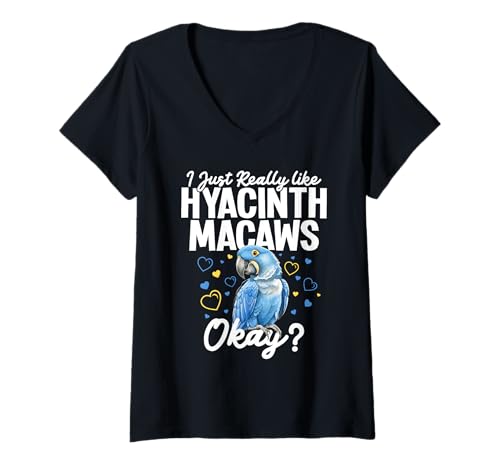 Damen Hyazinthen-Ara-Liebhaber, Papageienbesitzer mögen wirklich Hyazinthen-Ara T-Shirt mit V-Ausschnitt Damen Hyazinthen-Ara-Liebhaber, Papageienbesitzer mögen wirklich Hyazinthen-Ara T-Shirt mit V-Ausschnitt von Hyacint Macaw Design For Birdkeeper & Parrot Owner