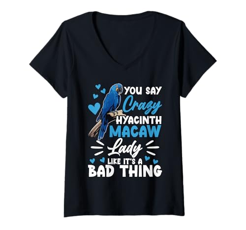 Damen Papageienliebhaber Vogelhaltung Papagei Crazy Hyazinthe Ara T-Shirt mit V-Ausschnitt Damen Papageienliebhaber Vogelhaltung Papagei Crazy Hyazinthe Ara T-Shirt mit V-Ausschnitt von Hyacint Macaw Design For Birdkeeper & Parrot Owner