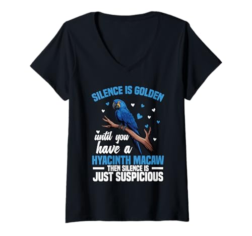 Damen Vogelhalter Vogelbesitzer Papageienbesitzer Stille Hyazinthe Ara T-Shirt mit V-Ausschnitt Damen Vogelhalter Vogelbesitzer Papageienbesitzer Stille Hyazinthe Ara T-Shirt mit V-Ausschnitt von Hyacint Macaw Design For Birdkeeper & Parrot Owner