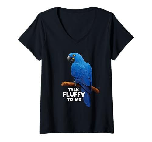 Damen Hyazinthe Ara Vogelliebhaber Papageienbesitzer Flauschiger Hyazinthen-Ara T-Shirt mit V-Ausschnitt Damen Hyazinthe Ara Vogelliebhaber Papageienbesitzer Flauschiger Hyazinthen-Ara T-Shirt mit V-Ausschnitt von Hyacinth Macaw Outfit For Hyacinth Macaws Owners
